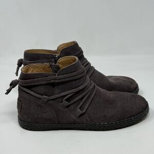 UGG Rianne Moccasin Booties Womens 8.5 Gray Suede Side Zipper Ankle Boots Shoes